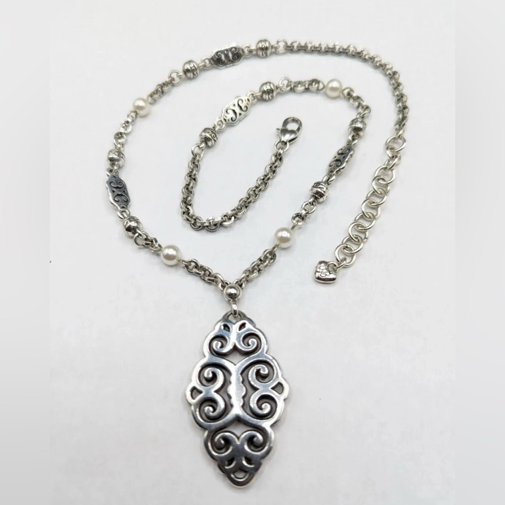 Brighton Geneva Faux Pearl Bead Silver Plated Pendant Necklace